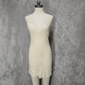 Maryann's Boutique Slip Dress Women S Cream Silk Lace Floral Jacquard Balletcore